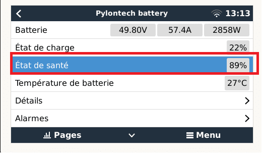 degradation batterie pylontech SOH